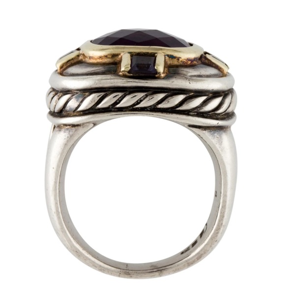 Authentic David Yurman Amethyst & Iolite 14K Yellow Gold & Sterling Silver Ring - Picture 4 of 10